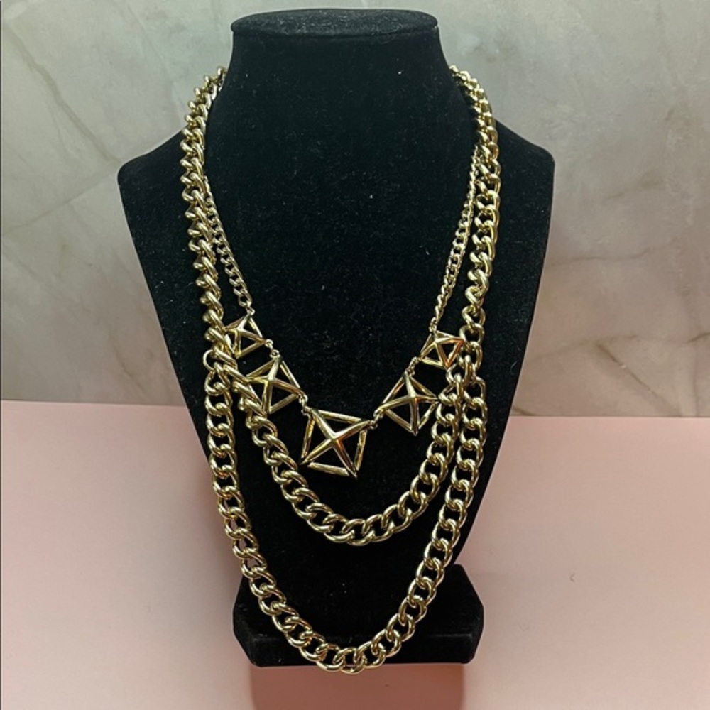 Banana Republic Gold Layered Geometric Chain Necklace